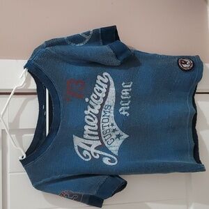 Affliction American Customs Knit Top Short Sleeve Shirt Women's XL